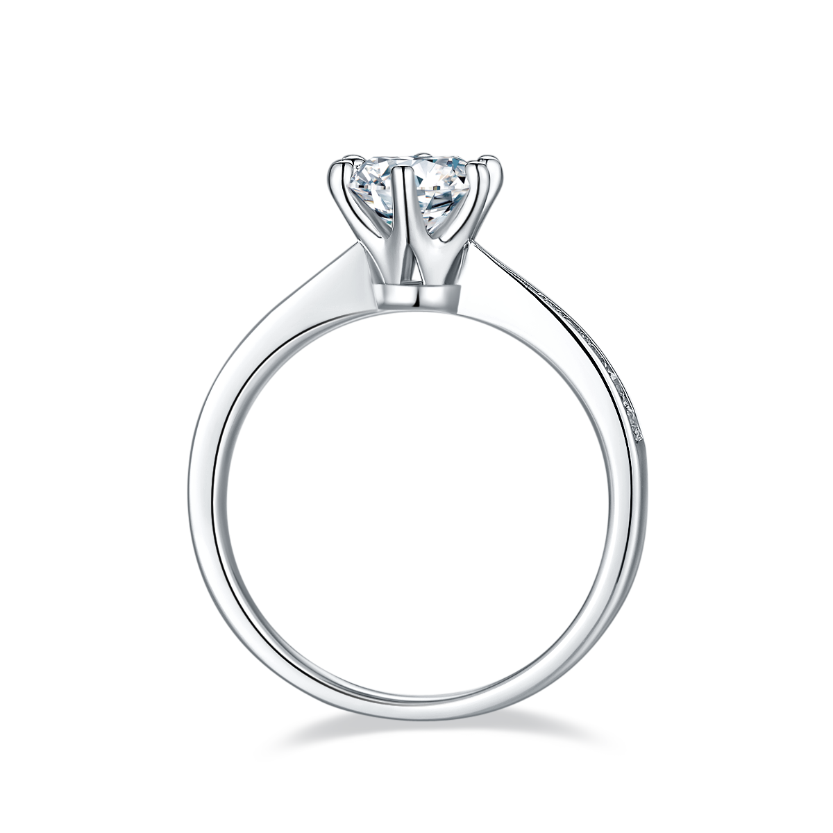 Straight arm agile S925 silver plated platinum Moissanite women's ring 1 carat D-grade